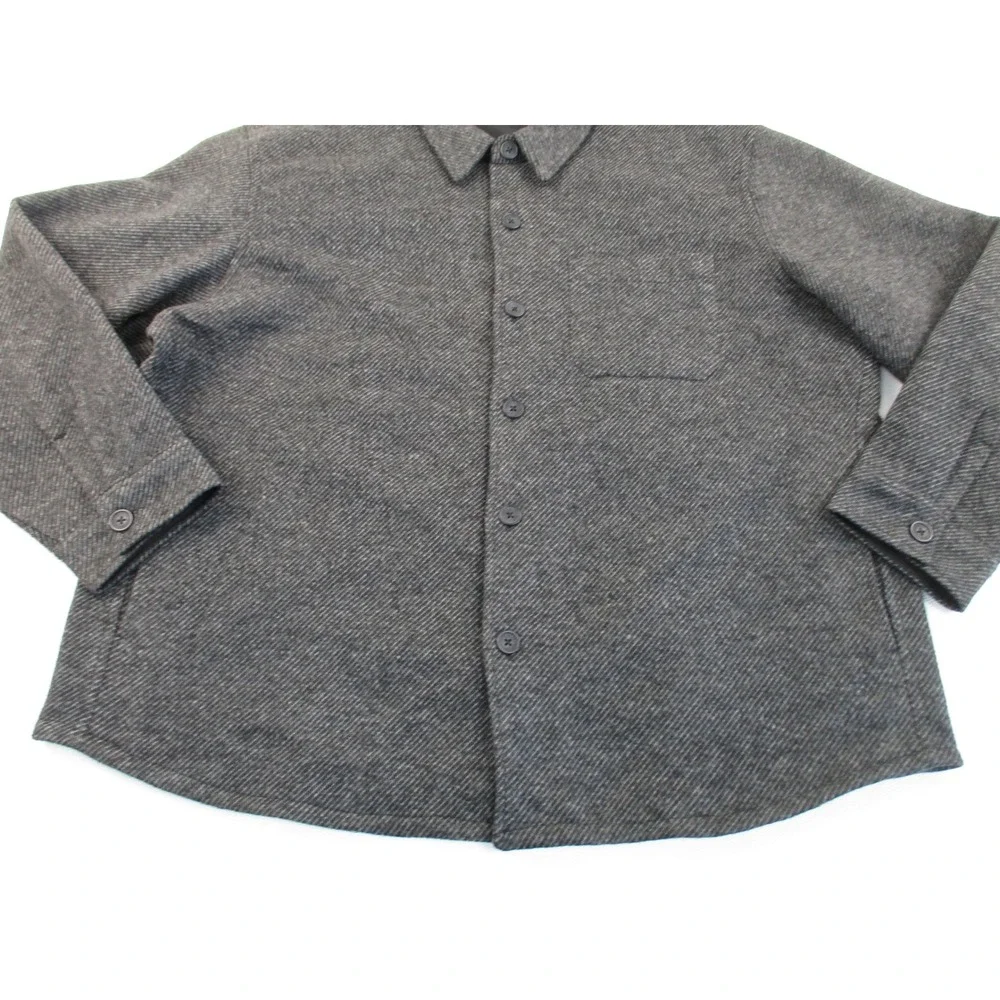 Banana Republic Shirt Jacket Mens XXL Gray Textured Button Front Utility Shacket